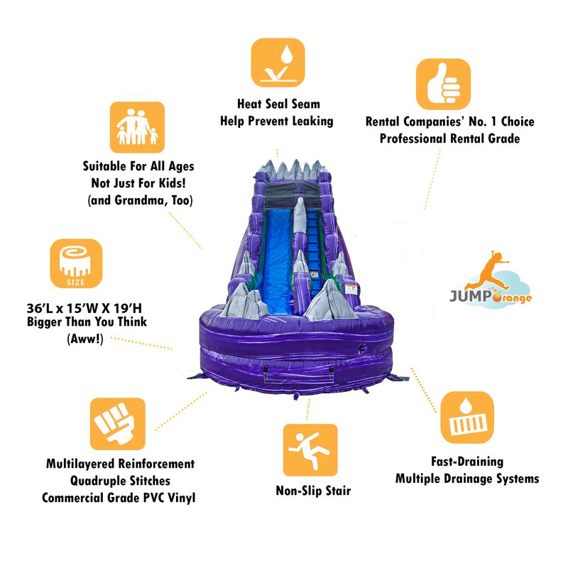 Jumporange Dark Night 15 X 36 Inflatable Water Slide With Air Blower Wayfair 0337